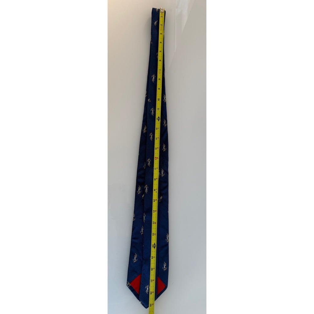 FACONNABLE 100% Silk Tie Hand Made ITALY Designer Blue Nautical Logo Rare! - Picture 6 of 6